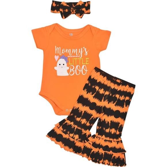 Baby Girls Halloween Mommy's Little Boo Set with Headband